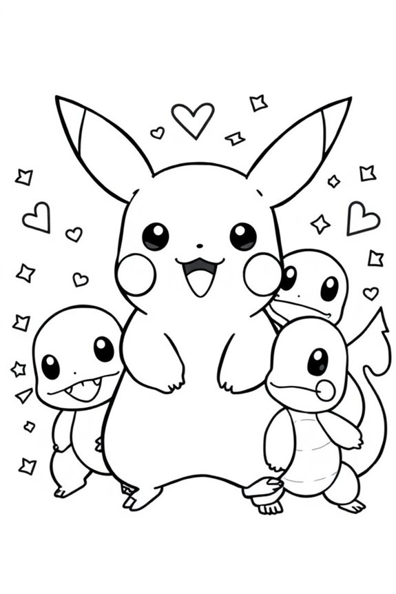 Pikachu and Friends Coloring Sheet