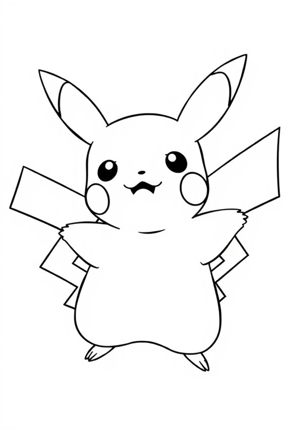 Pikachu Outline Coloring Sheet