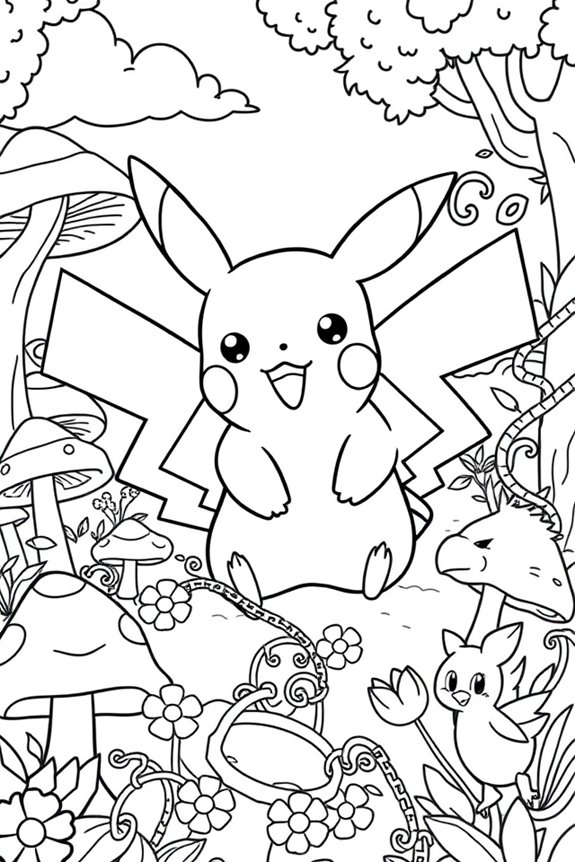 Pikachu Adventure Coloring Sheet