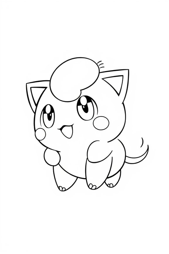 Jigglypuff Line Art Coloring Sheet