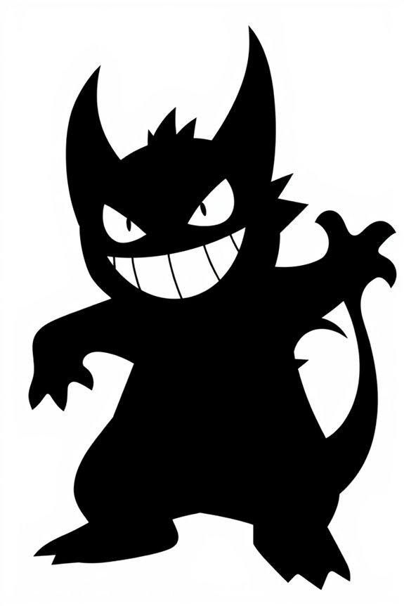 Gengar Silhouette Coloring Sheet