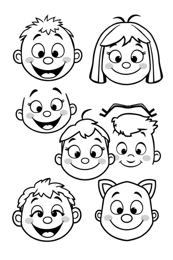 Simple Poppy Playtime Faces Coloring Sheet