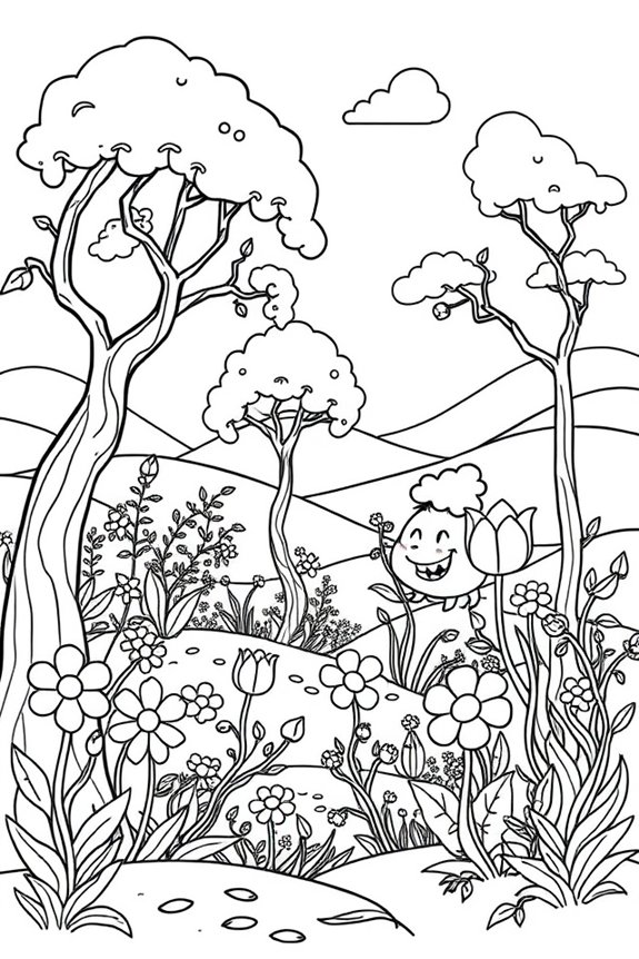 Poppy Playtime Nature Background Coloring Sheet