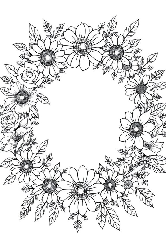 Floral Wreath Coloring Sheet