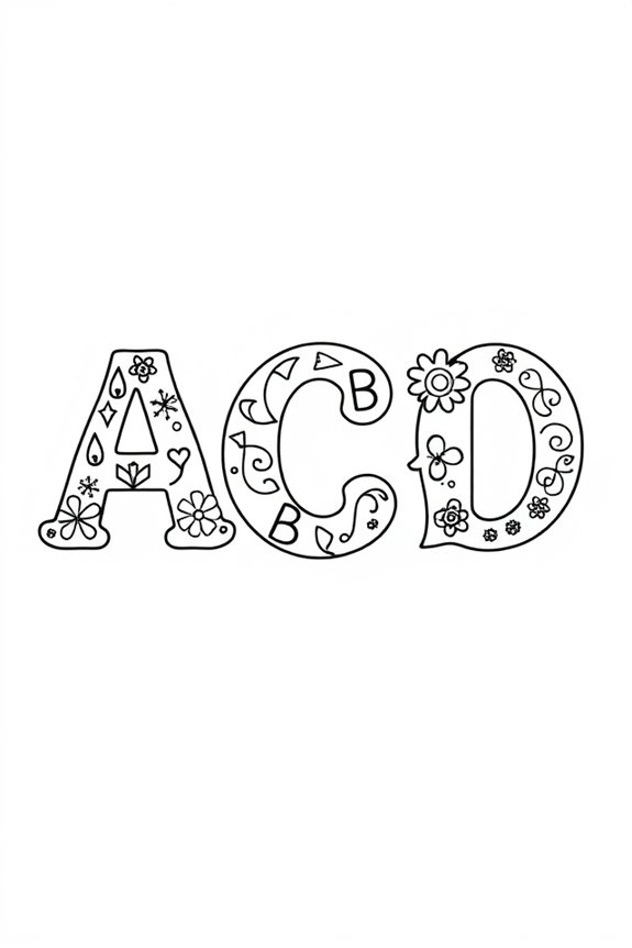 Fun Monogram Letters Coloring Sheet