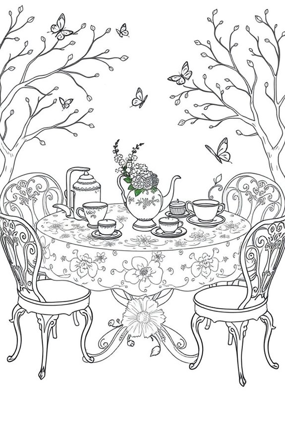 Charming Tea Party Coloring Sheet