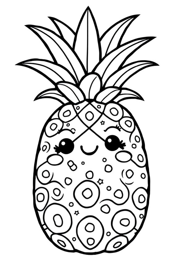 Whimsical Pineapple Coloring Sheet