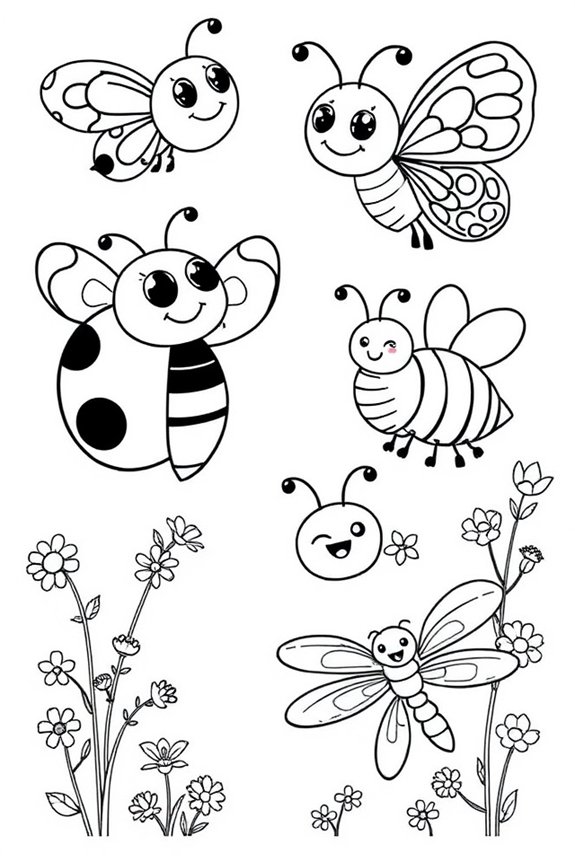 Cute Insects Coloring Sheet