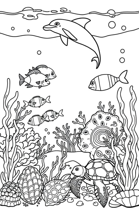 Underwater Scene Coloring Sheet