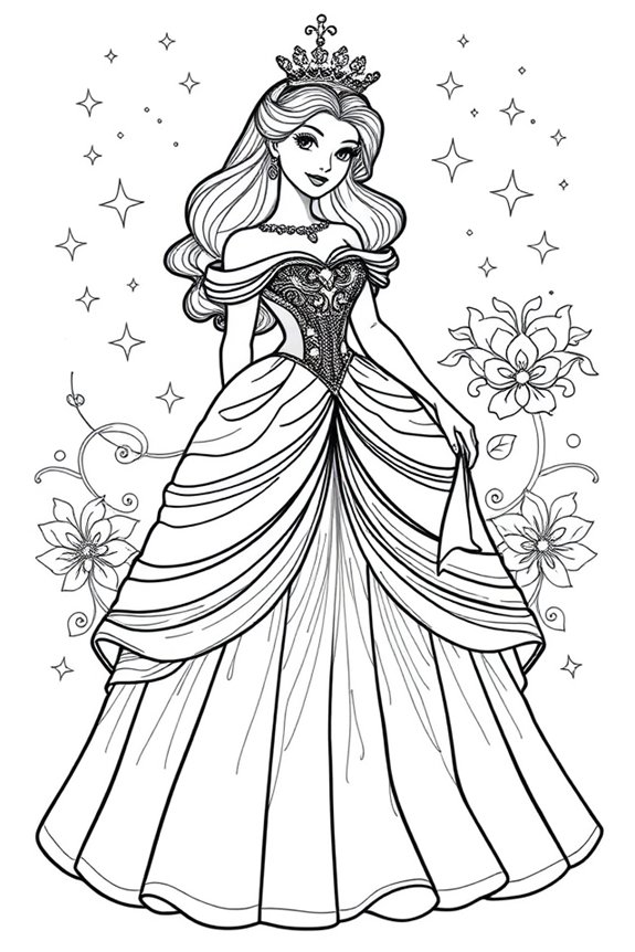 Princess in a Ball Gown coloring sheet