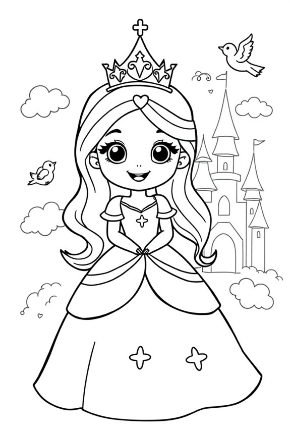 Easy Princess Character coloring sheet