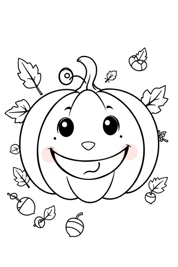 Cute Cartoon Pumpkin Coloring Sheet