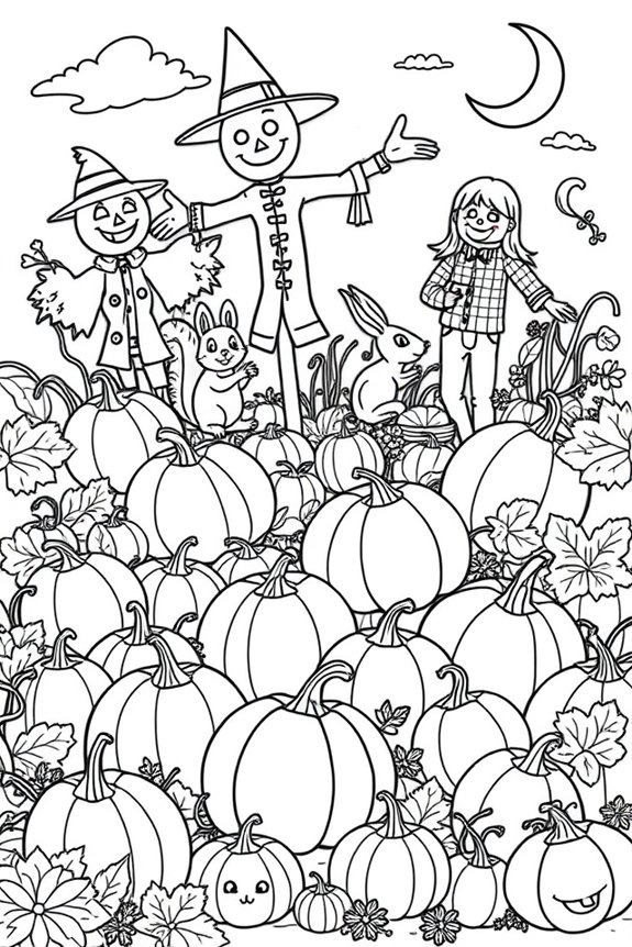 Pumpkin Patch Adventure Coloring Sheet