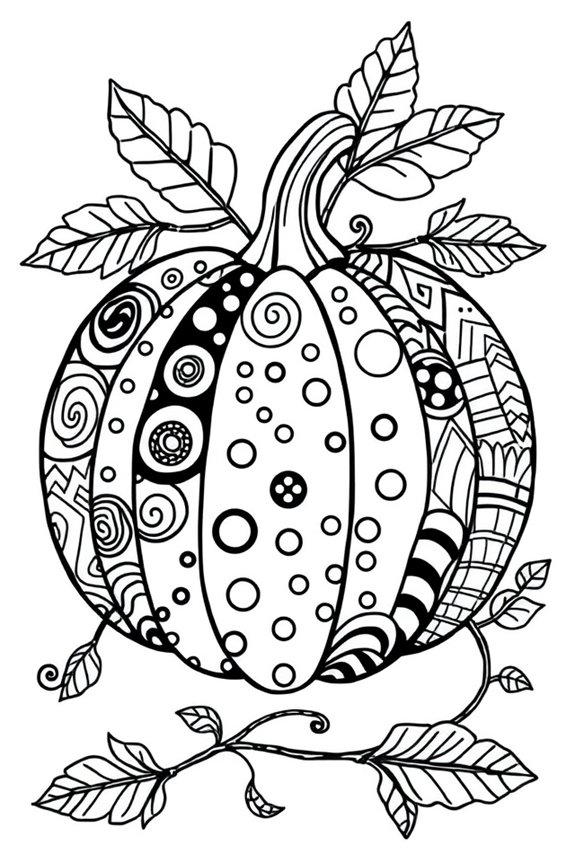 Funky Patterns Pumpkin Coloring Sheet