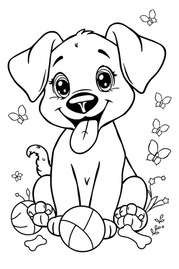 Cute Cartoon Puppy Coloring Sheet