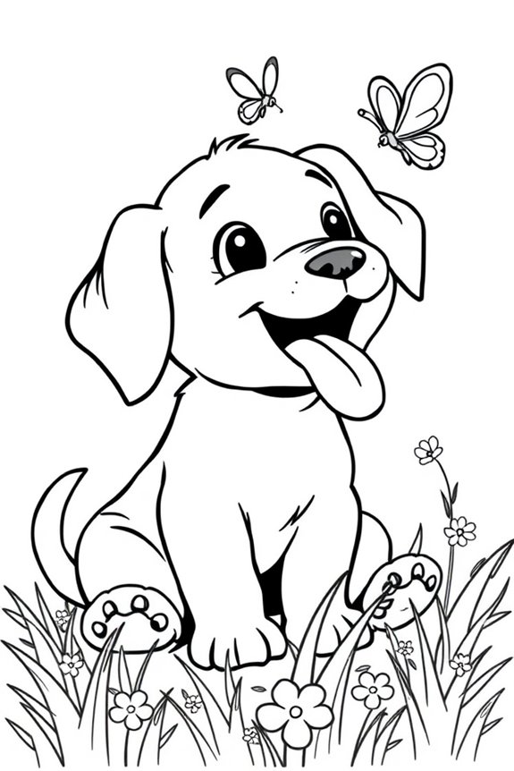 Puppy and Butterfly Coloring Sheet