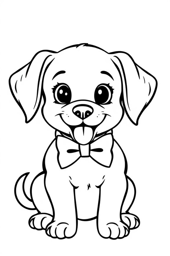 Puppy with a Bow Tie Coloring Sheet