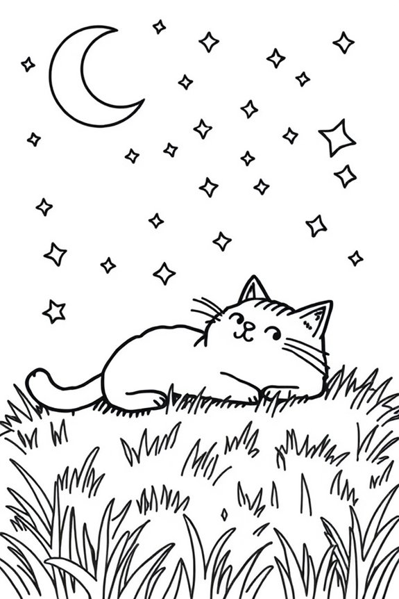 Pusheen Under the Stars Coloring Sheet