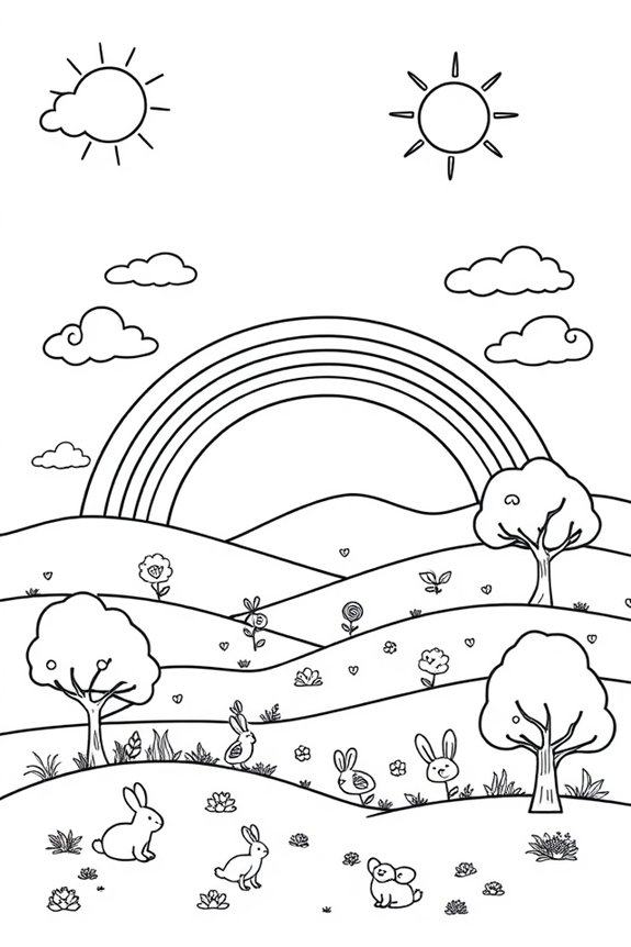 Rainbow Landscape Coloring Sheet