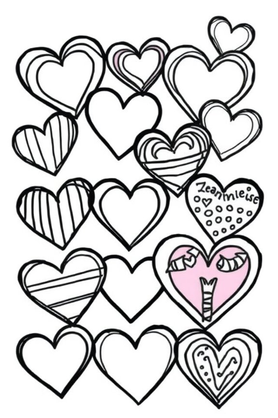Rainbow Hearts Coloring Sheet