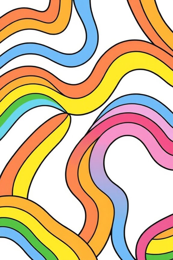 Easy Rainbow Stripes Coloring Sheet