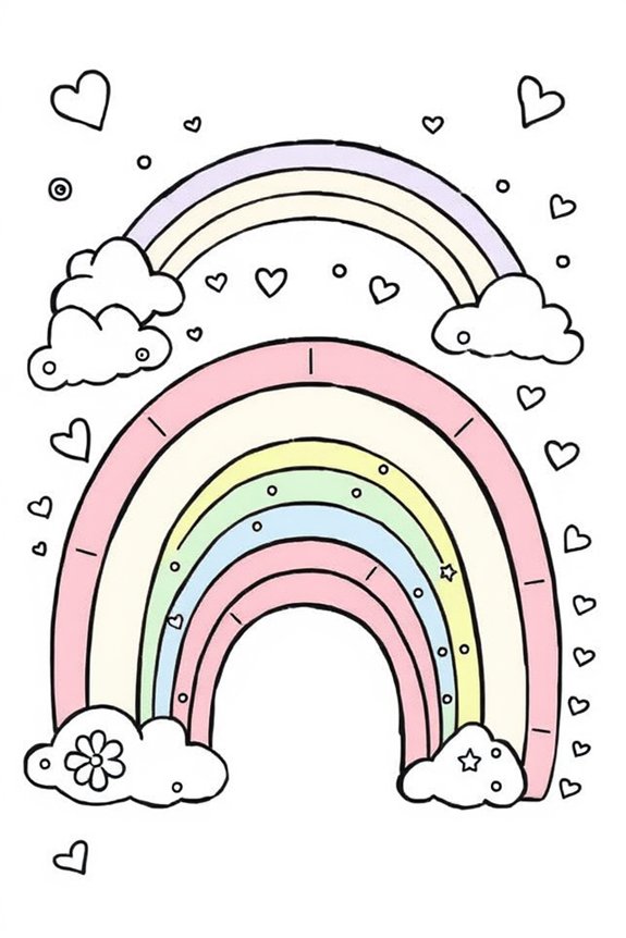 Whimsical Rainbow Coloring Sheet