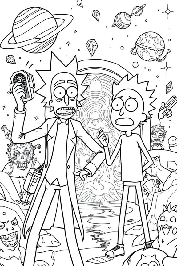 Rick and Morty Adventure Coloring Sheet