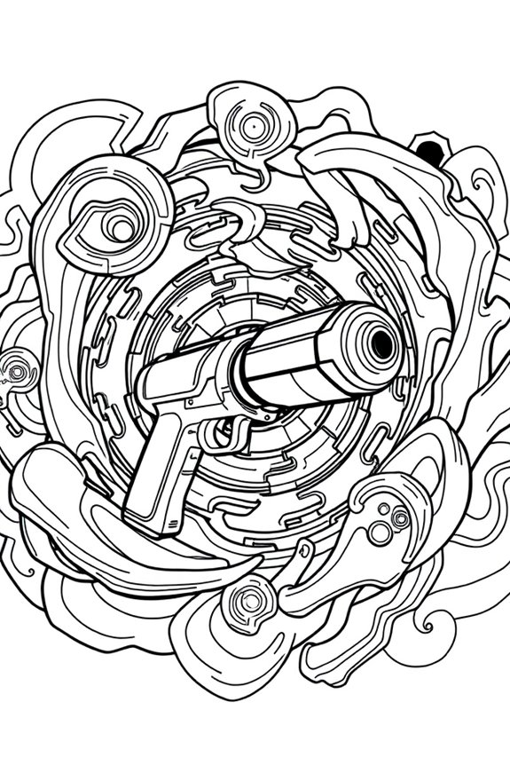 Portal Gun Pattern Coloring Sheet