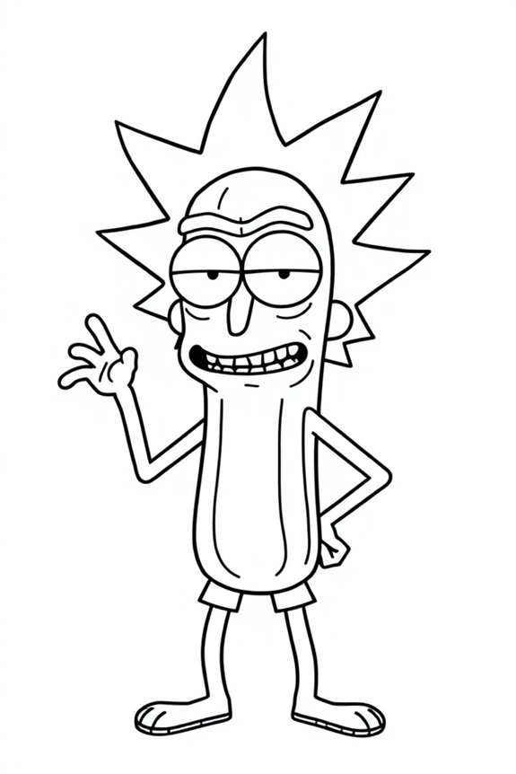 Pickle Rick Simplified Coloring Sheet
