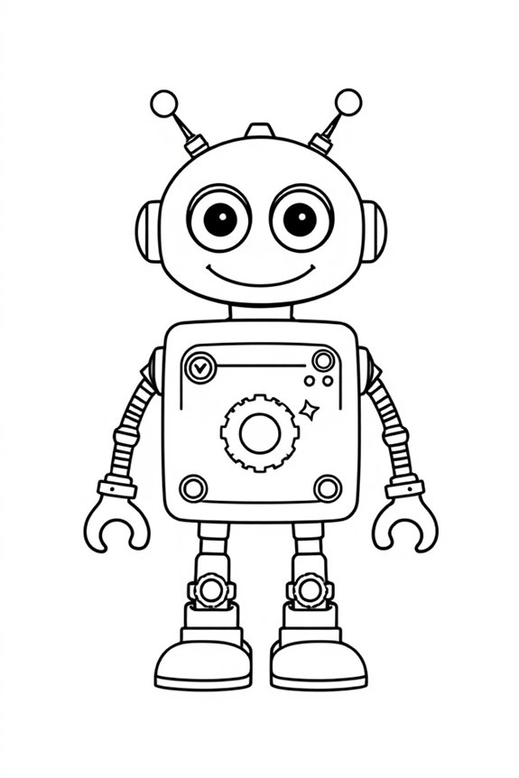 Simple Line Art Robot Coloring Sheet