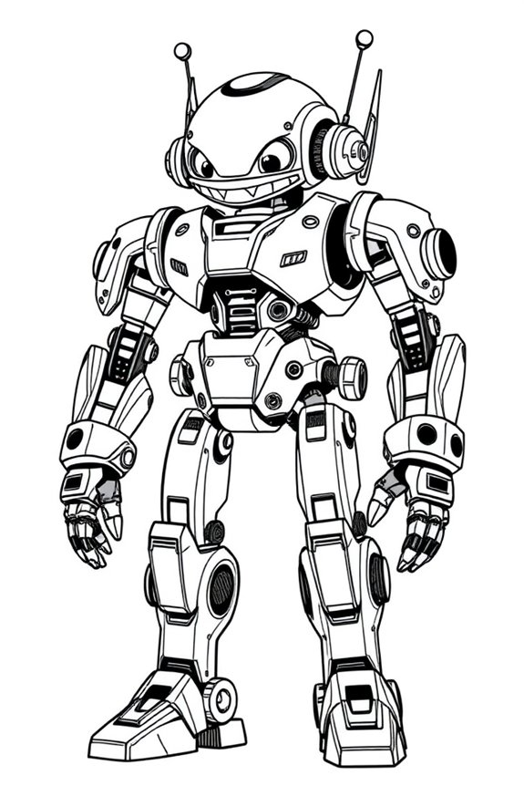 Futuristic Robot Coloring Sheet