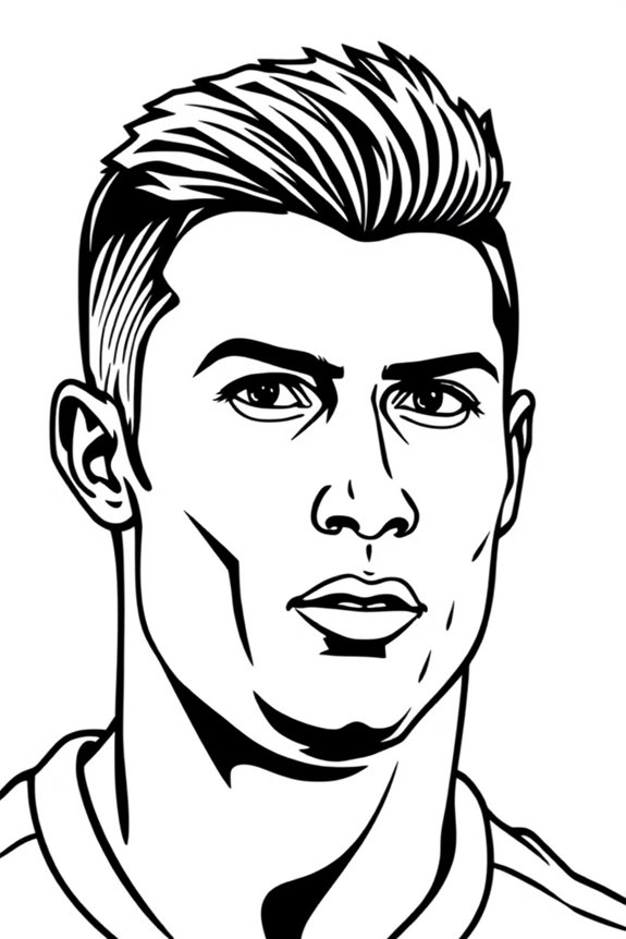 Ronaldo Face Outline Coloring Sheet
