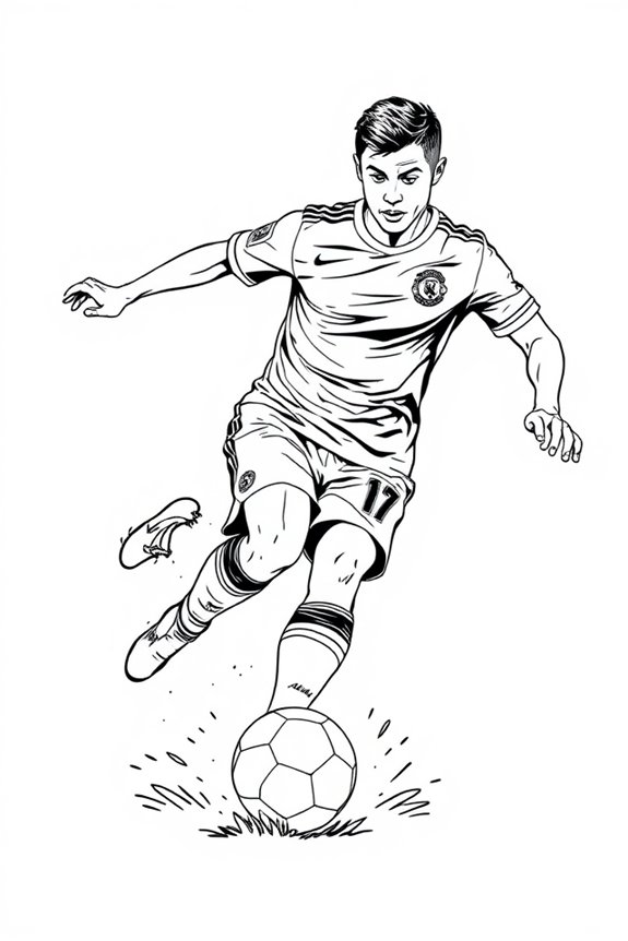 Ronaldo Kicking a Ball Coloring Sheet