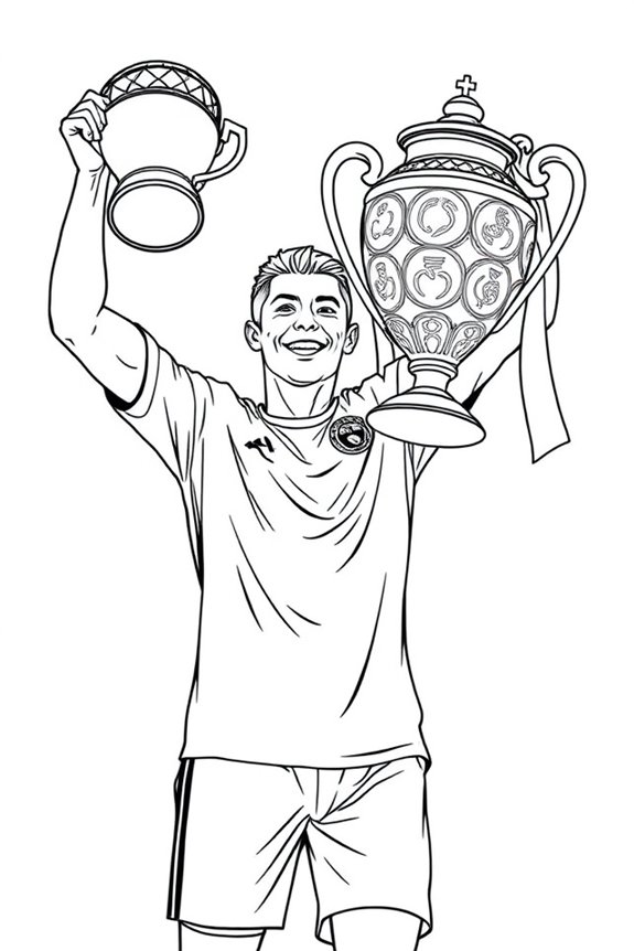 Ronaldo with Trophy Coloring Sheet