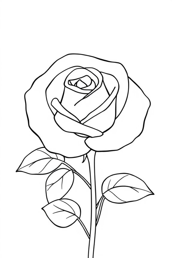 Easy Rose Coloring Sheet
