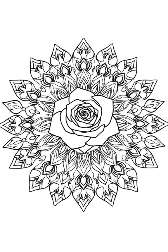 Mandala Rose Coloring Sheet