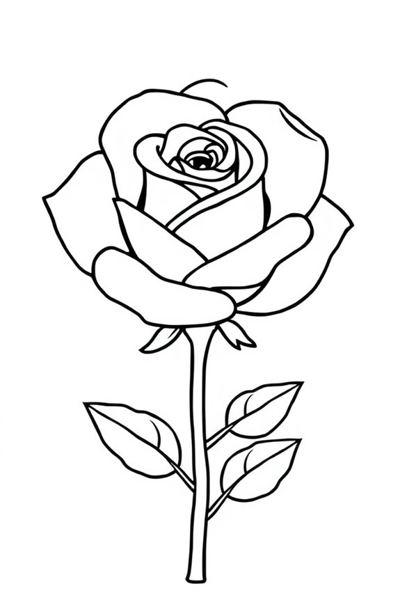 Cartoon Rose Coloring Sheet