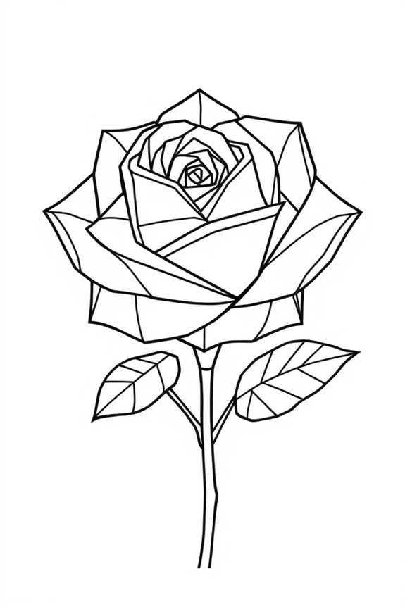 Geometric Rose Coloring Sheet