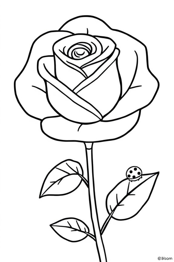 Kids' Playful Rose Coloring Sheet