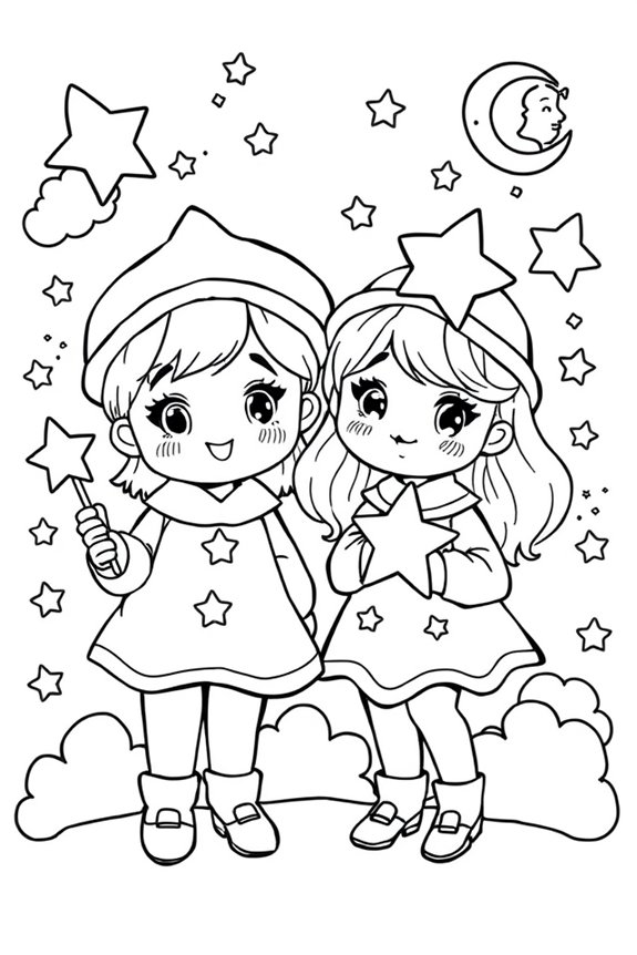 Little Twin Stars Coloring Sheet
