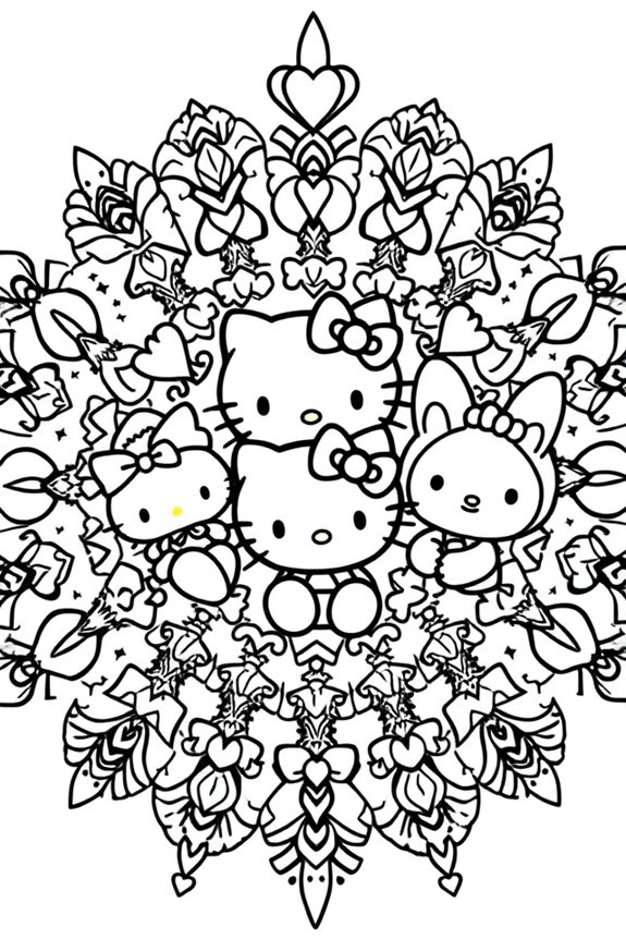 Easy Sanrio Mandala Coloring Sheet