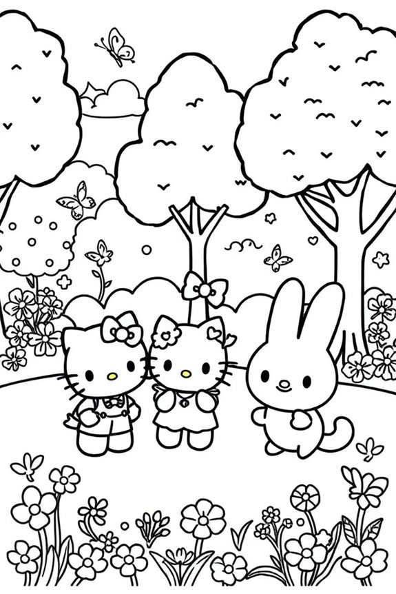 Line Art Sanrio Friends Coloring Sheet