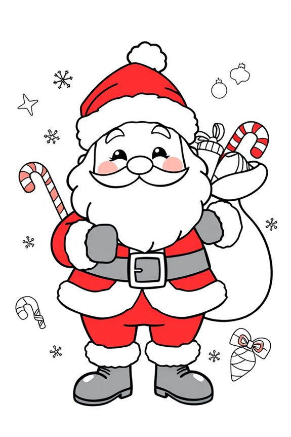 Cute Cartoon Santa Coloring Sheet