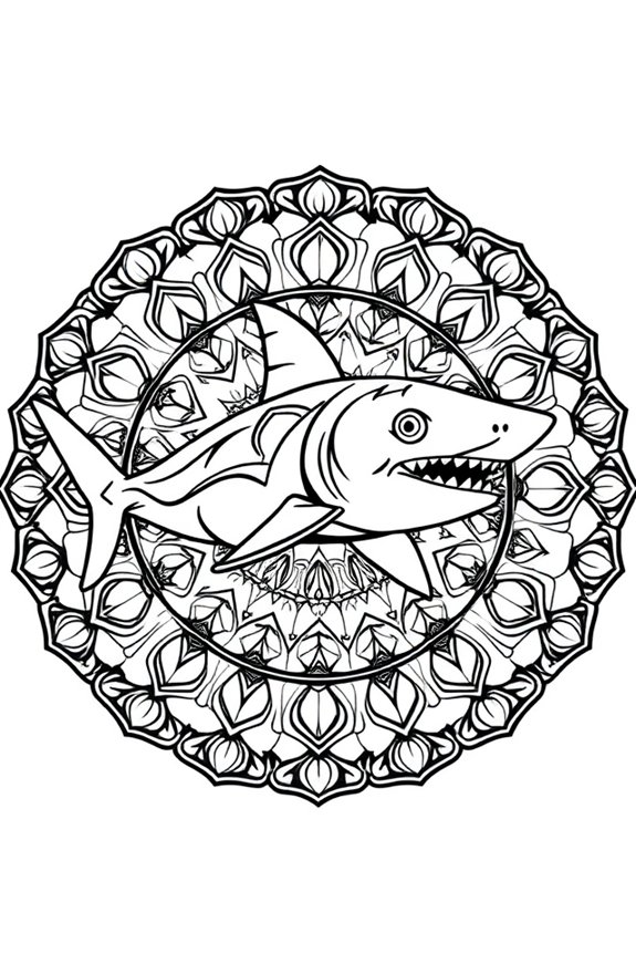 Elegant Shark Mandala Coloring Sheet
