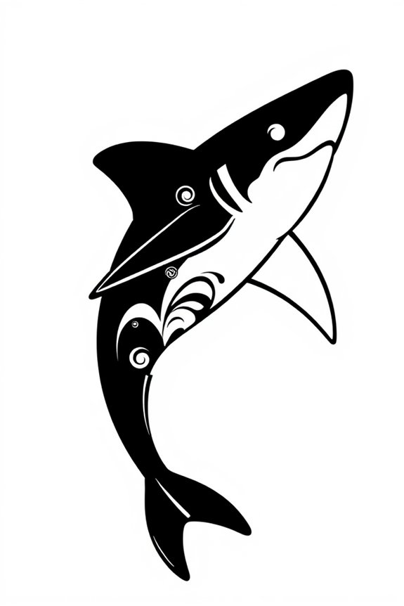 Stylized Shark Silhouette Coloring Sheet