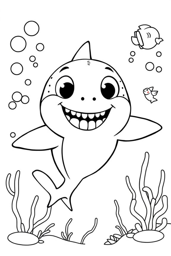 Playful Baby Shark Coloring Sheet