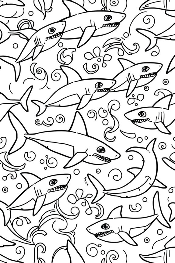 Abstract Shark Pattern Coloring Sheet