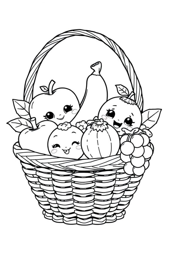 Shopkins Fruit Basket Coloring Sheet