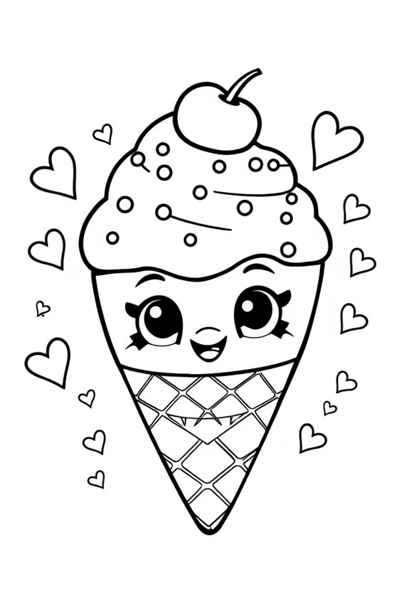 Shopkins Ice Cream Cone Coloring Sheet