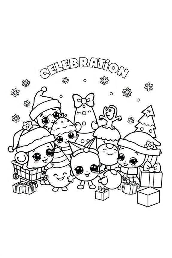 Shopkins Holiday Celebration Coloring Sheet